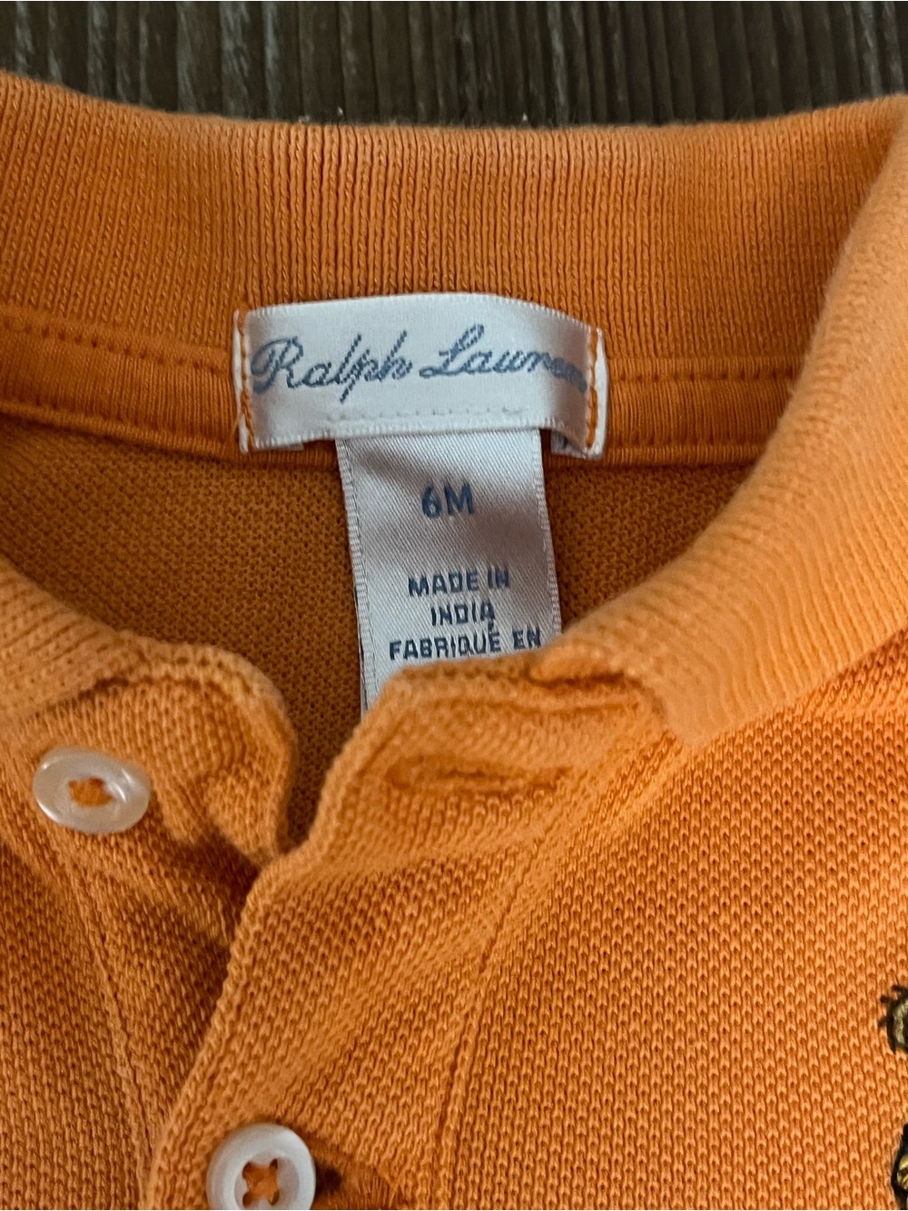 Ralph Lauren 2-pc Orange Pique Polo Shirt Chambray Shorts Set Size 6 Months - Picture 4 of 10
